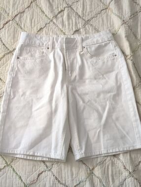 White Mid-Rise Denim Shorts